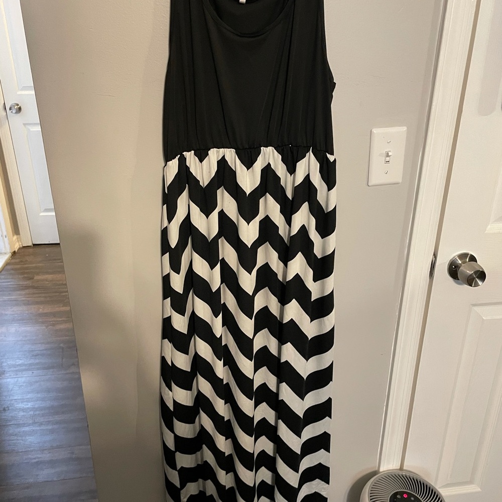 Black and white chevron maxi dress